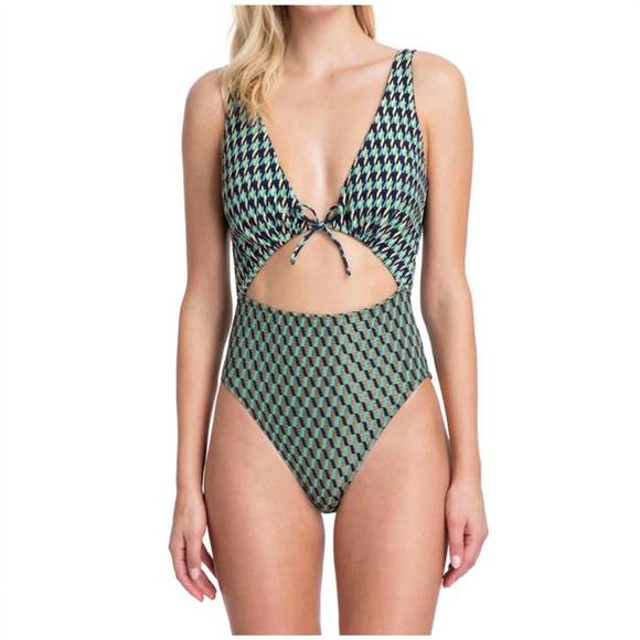 NEW GOTTEX one piece swimsuit in got retro revival green